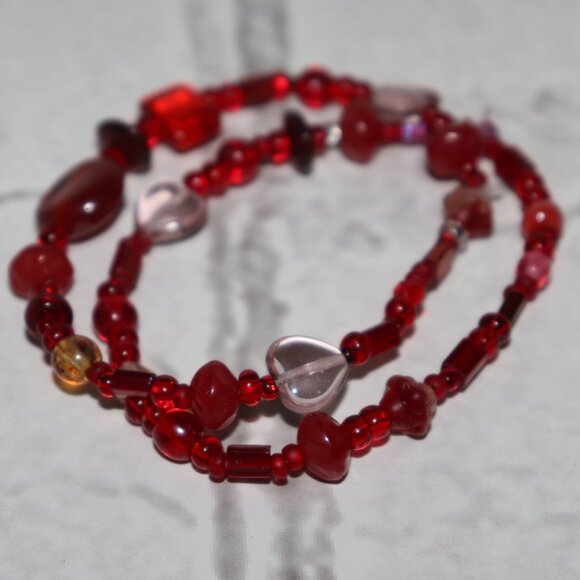 Beautiful red glass beaded bracelet set 7" NWOT - Picture 5 of 5
